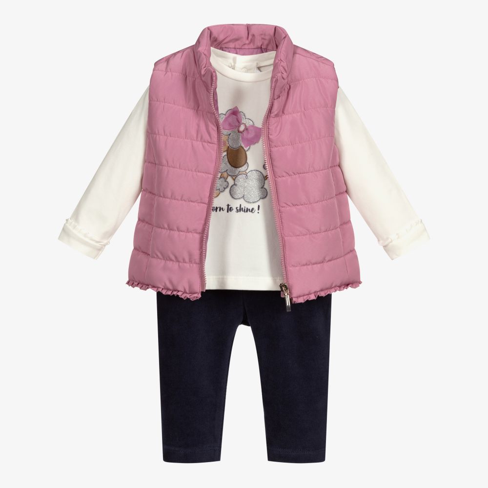 Mayoral - Топ с розовым жилетом и синими легинсами для девочек  | Childrensalon