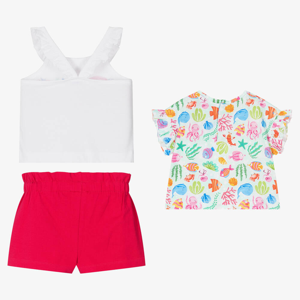Mayoral Shorts Set with 2 T-Shirts - Fuchsia Mayoral Shorts Set with 2 T-Shirts - Fuchsia