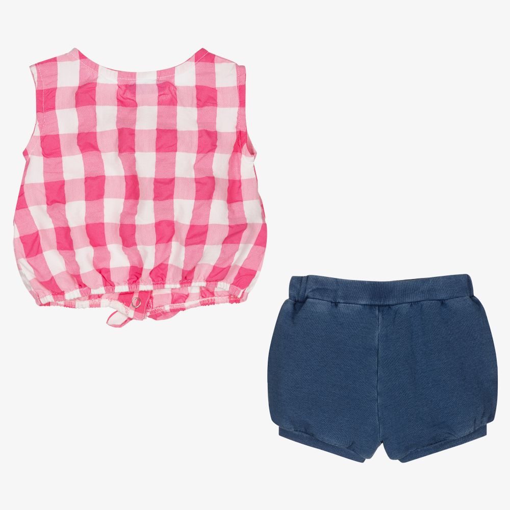 Mayoral-Розовый топ и синие шорты для девочек | Childrensalon Outlet