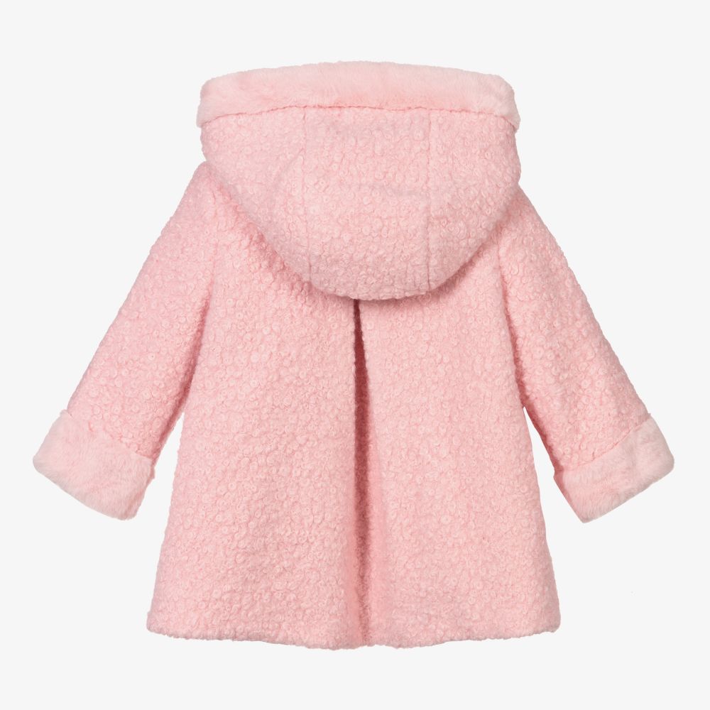 Mayoral Girls Pink Boucle Coat Childrensalon Outlet
