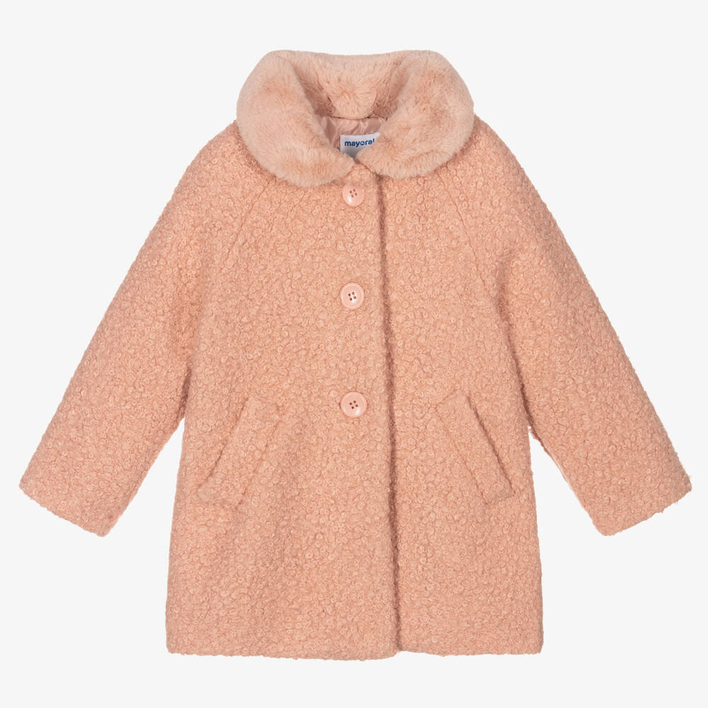 Mayoral - Розовое пальто из букле для девочек | Childrensalon