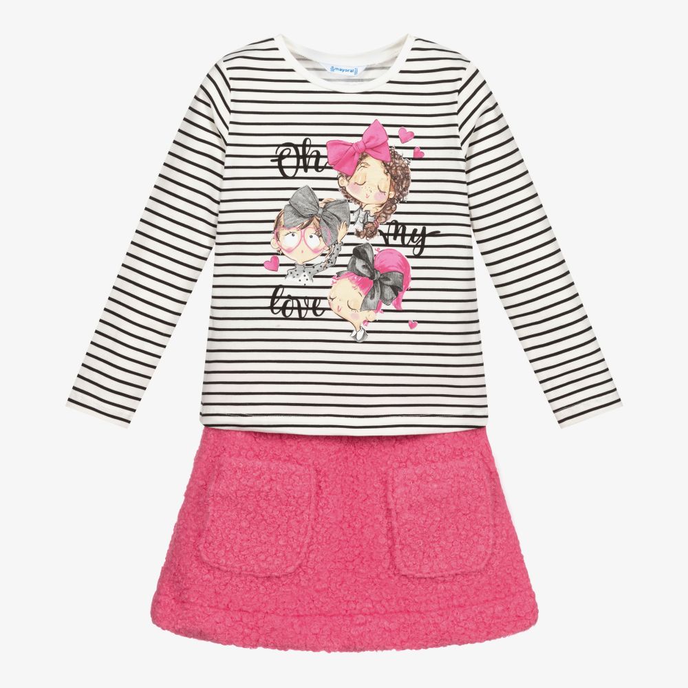 Mayoral-Комплект с розовой юбкой из букле для девочек | Childrensalon Outlet