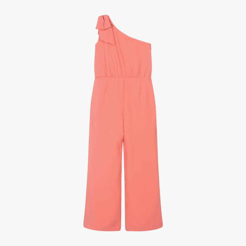Mayoral-Girls Pink Bow Crêpe Jumpsuit | Childrensalon Outlet