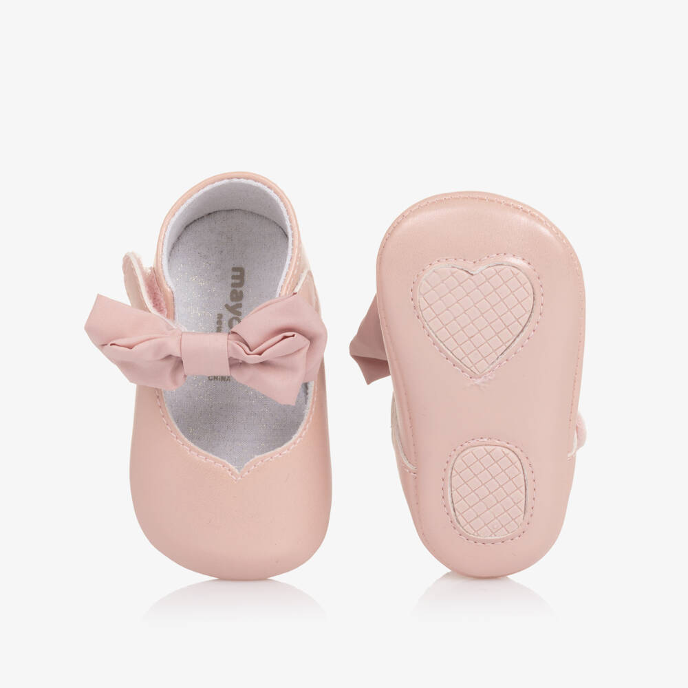 Mayoral Для новорожденных-Розовые туфли на липучке с бантом для девочек | Childrensalon Outlet