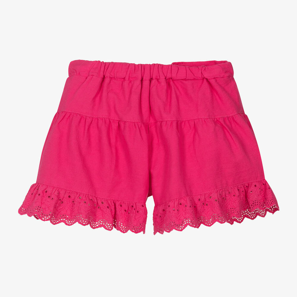 Mayoral-Girls Pink Broderie Anglaise Shorts | Childrensalon Outlet