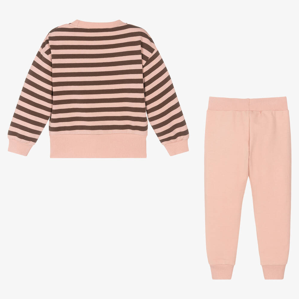 Mayoral-بدلة رياضية قطن جيرسي لون زهري وبني للبنات | Childrensalon Outlet