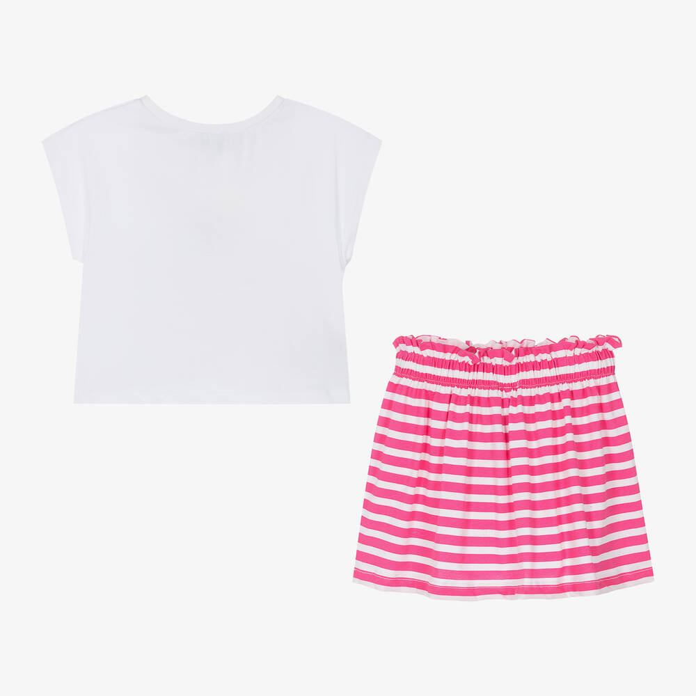 Mayoral-Girls Pink Bubble Gum Cotton Skirt Set | Childrensalon Outlet