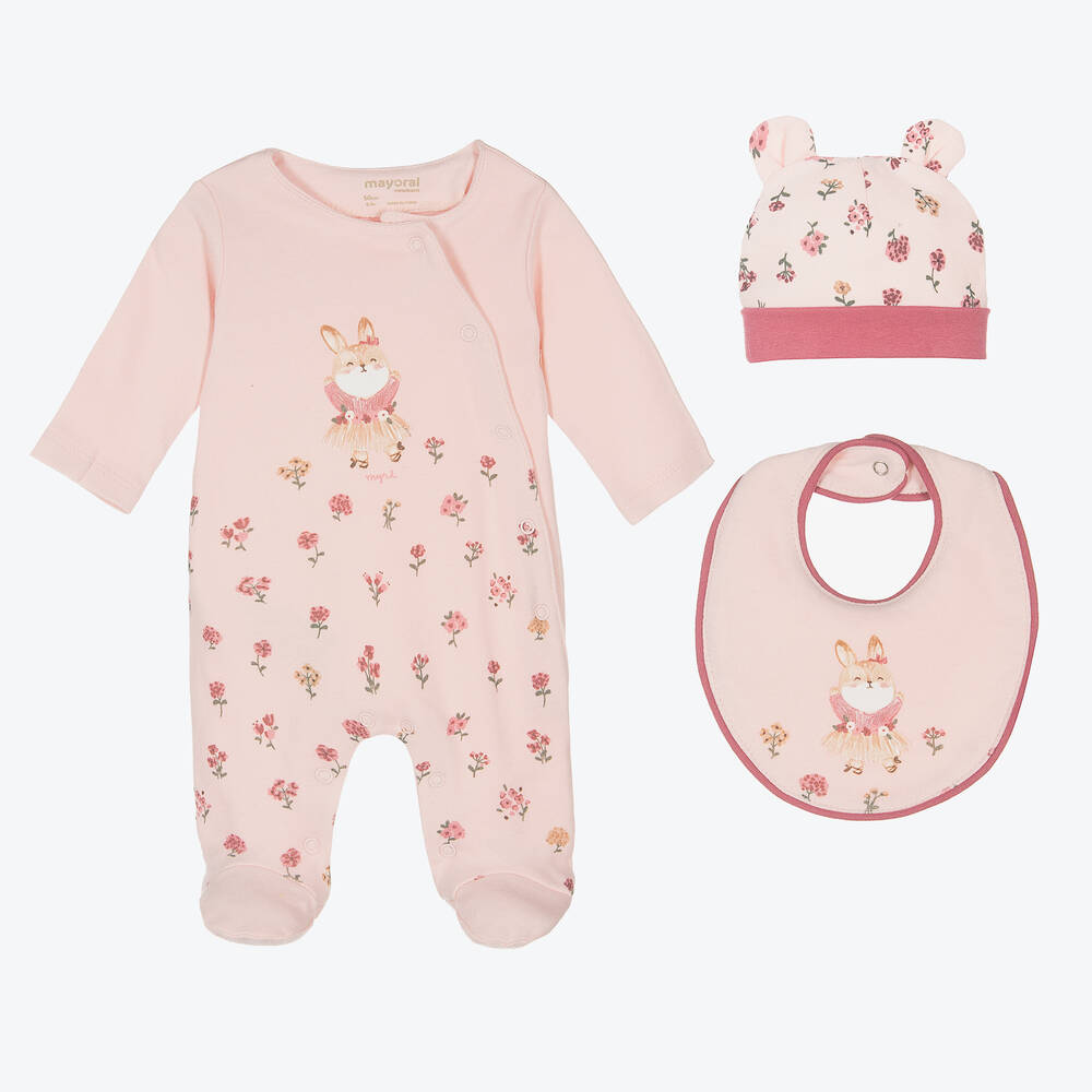 Mayoral Newborn - Ensemble grenouillère rose Lapin | Childrensalon