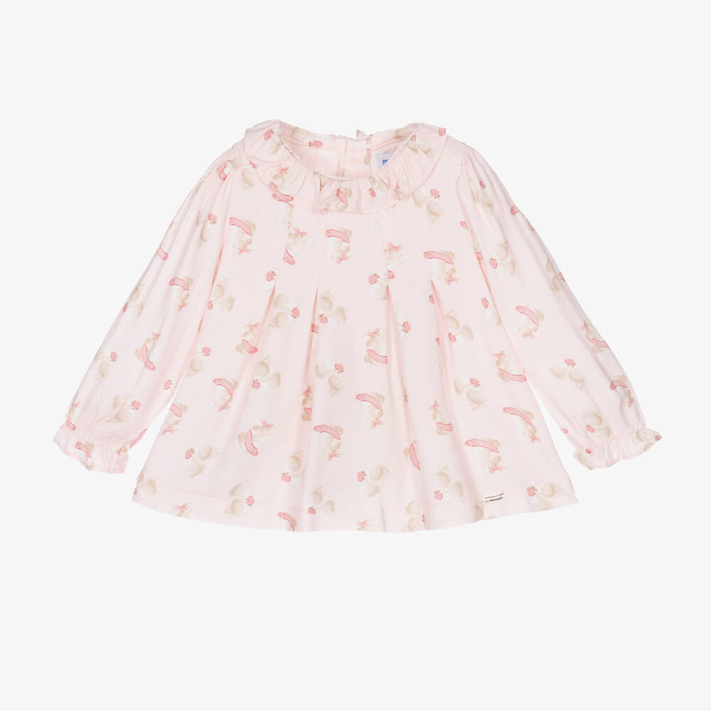 Mayoral - Girls Pink Bunny Blouse | Childrensalon