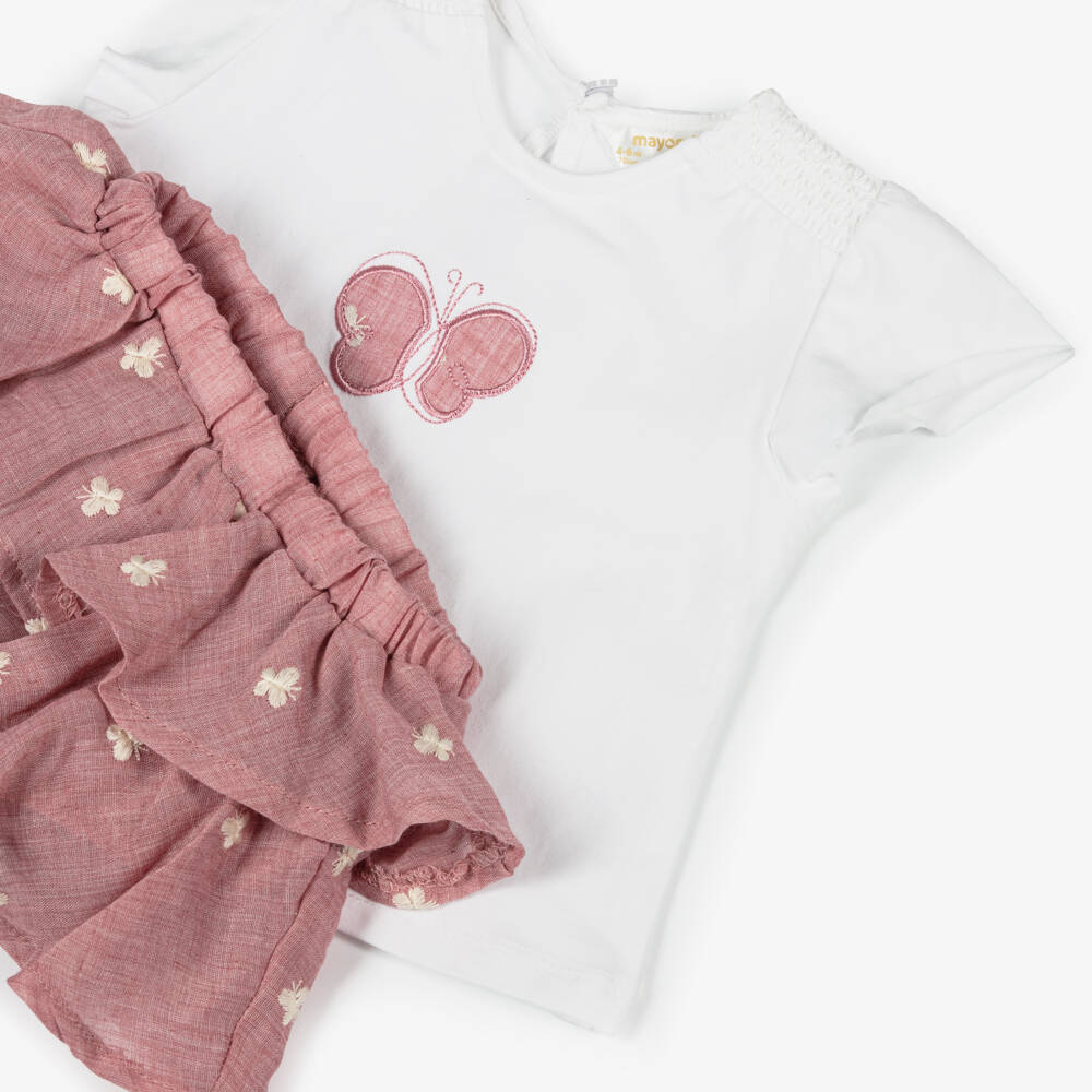 Mayoral Newborn-طقم تنورة وردية للبنات مزينة بالفراشات | Childrensalon Outlet