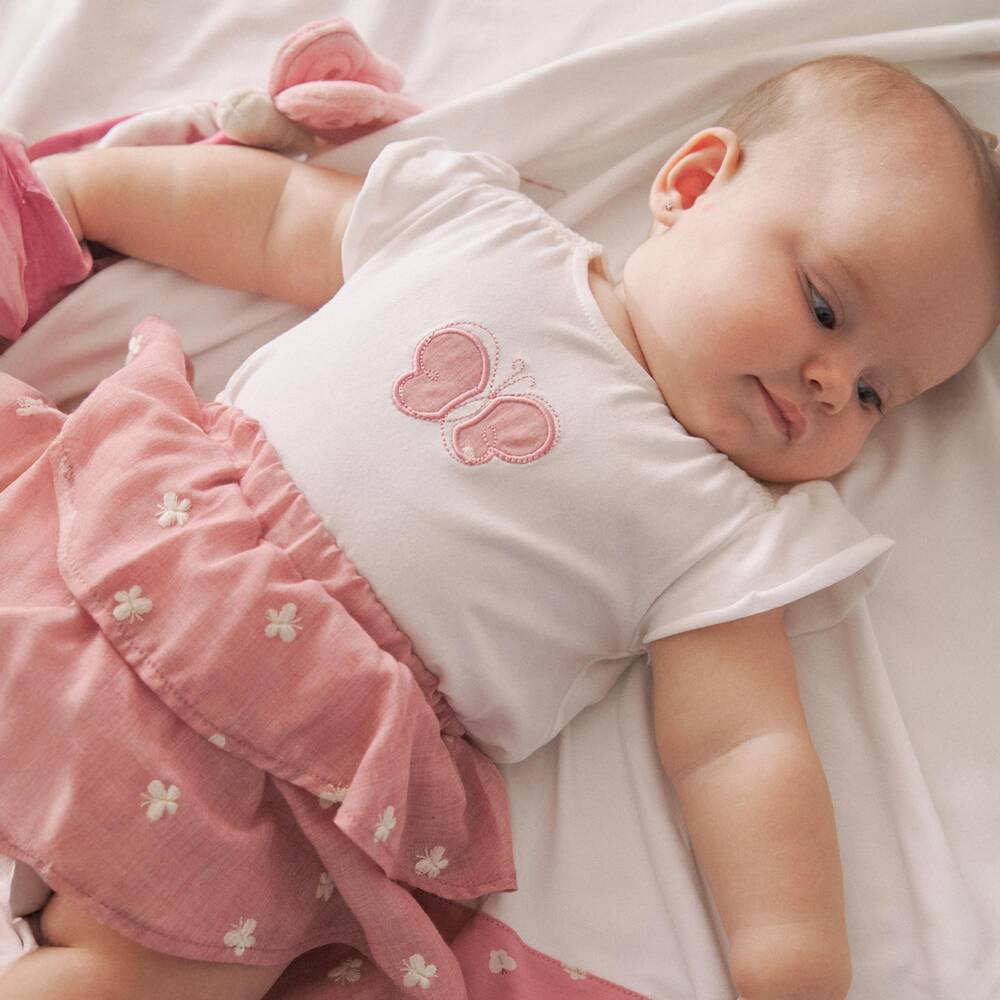 Mayoral Newborn-طقم تنورة وردية للبنات مزينة بالفراشات | Childrensalon Outlet