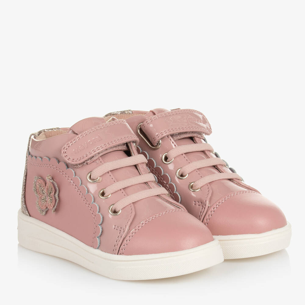 Mayoral - Girls Pink Butterfly Trainers | Childrensalon