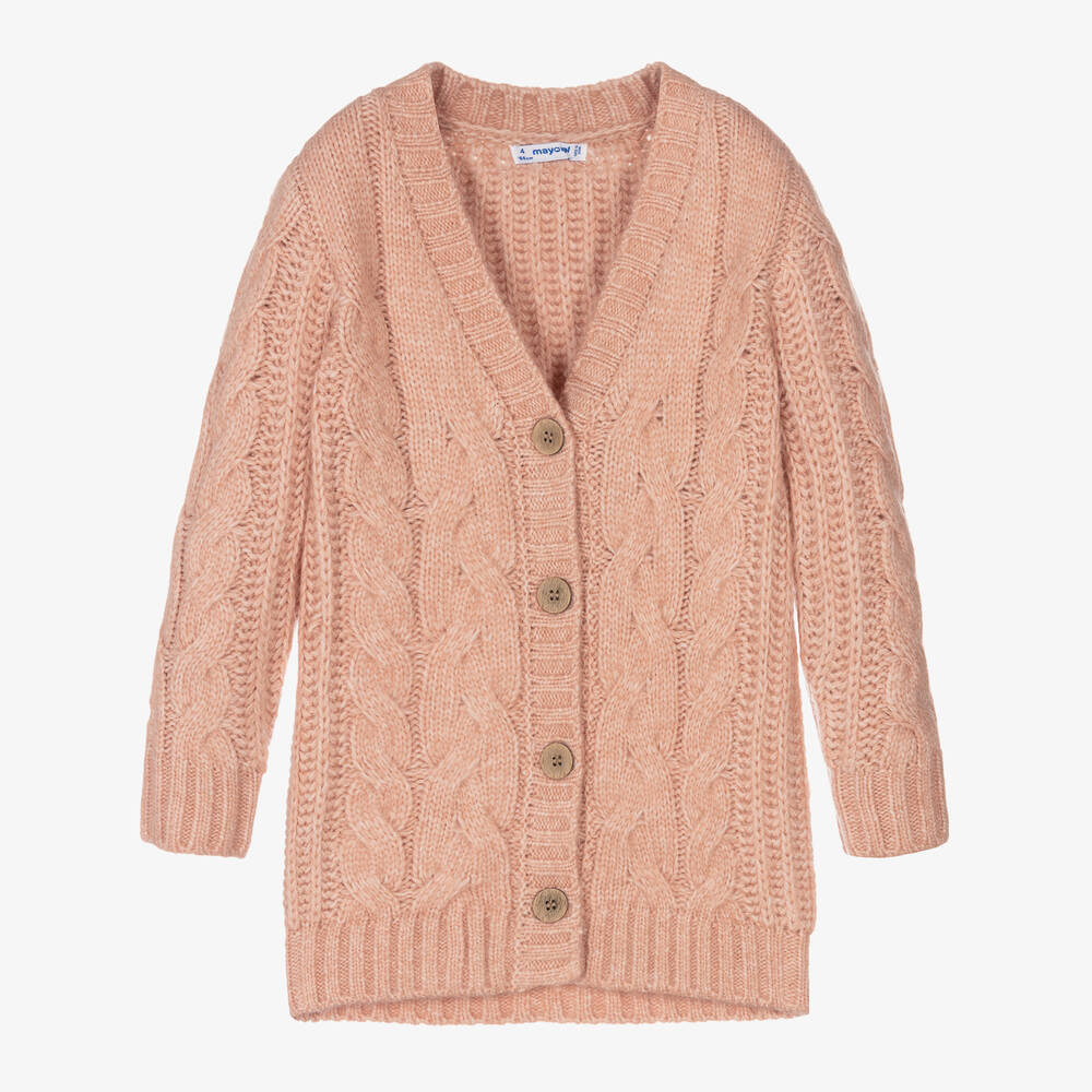 Mayoral - Girls Pink Cable Knit Cardigan | Childrensalon