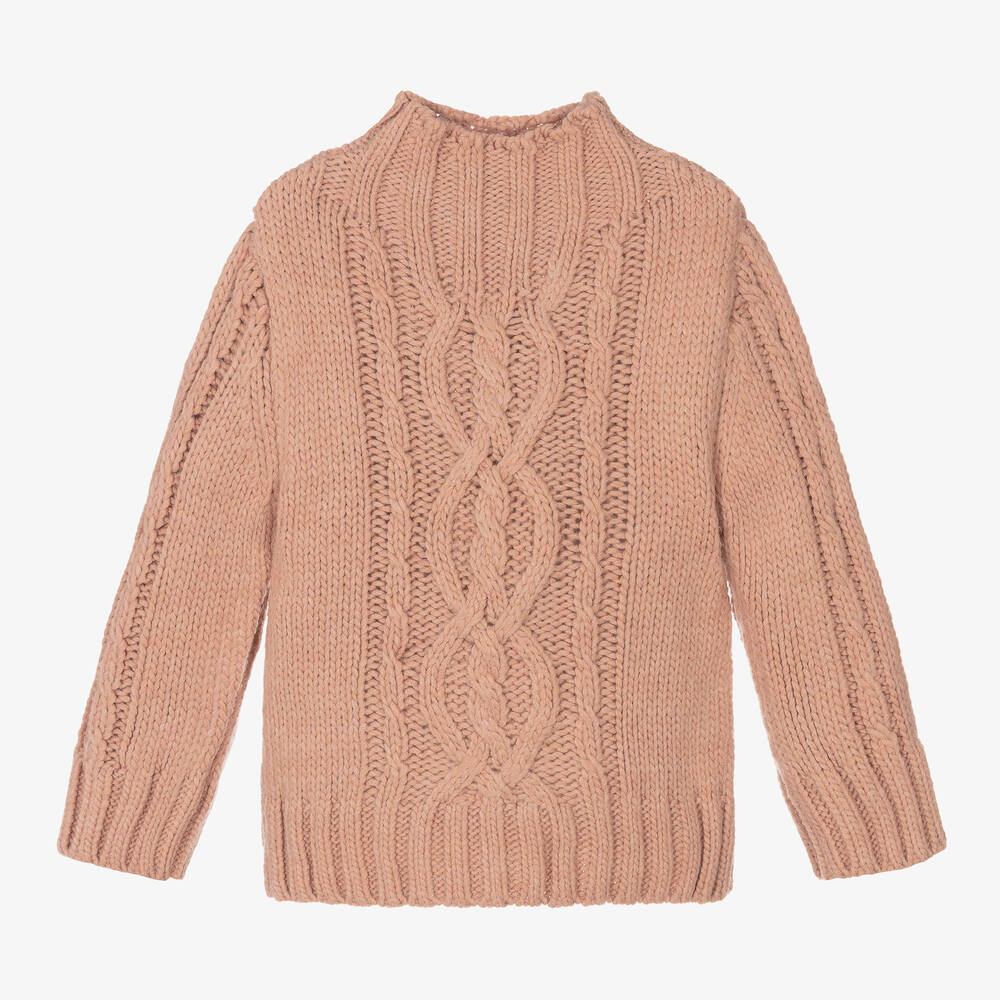 Mayoral - Girls Pink Cable Knit Sweater | Childrensalon