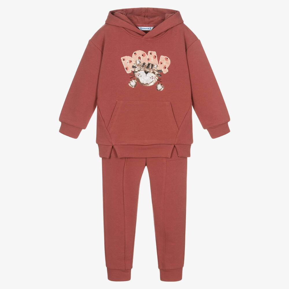 Mayoral - Survêtement rose en coton Chat Fille | Childrensalon