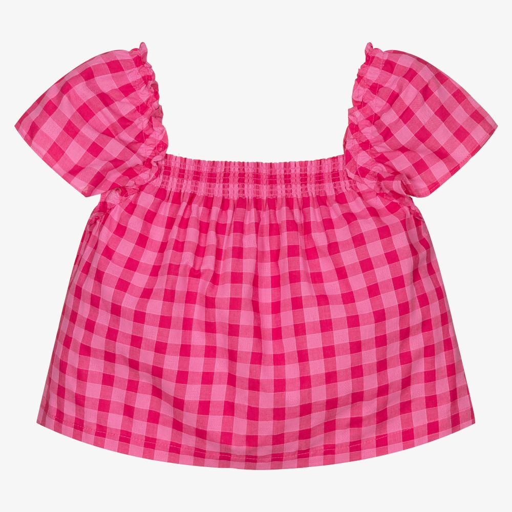 Mayoral-Girls Pink Check Cotton Blouse | Childrensalon Outlet
