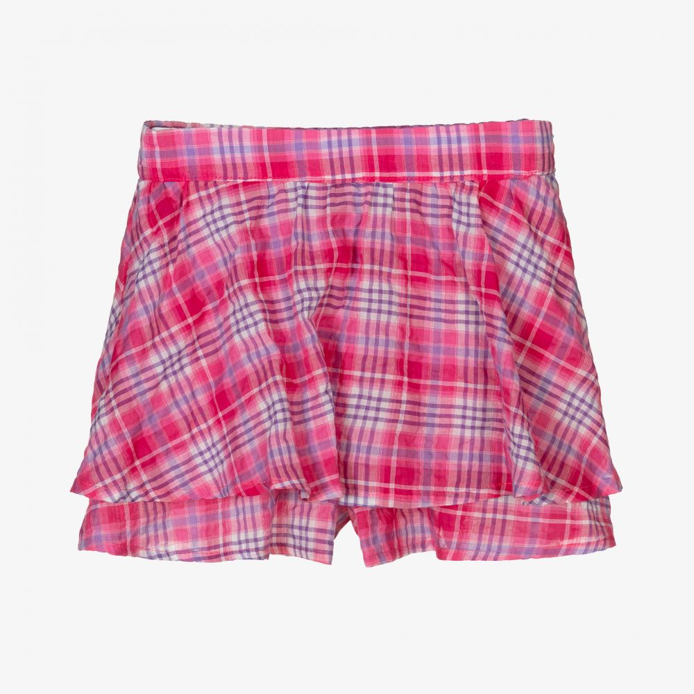 Mayoral - Jupe-short rose à carreaux en coton Fille | Childrensalon