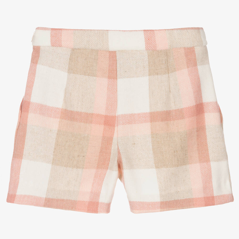 Mayoral-شورت مزيج أكريليك كاروهات لون زهري وبيج | Childrensalon Outlet