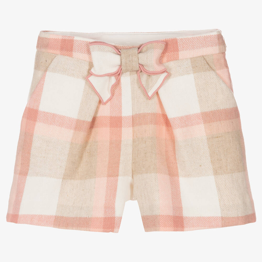 Mayoral - Girls Pink Check Shorts | Childrensalon