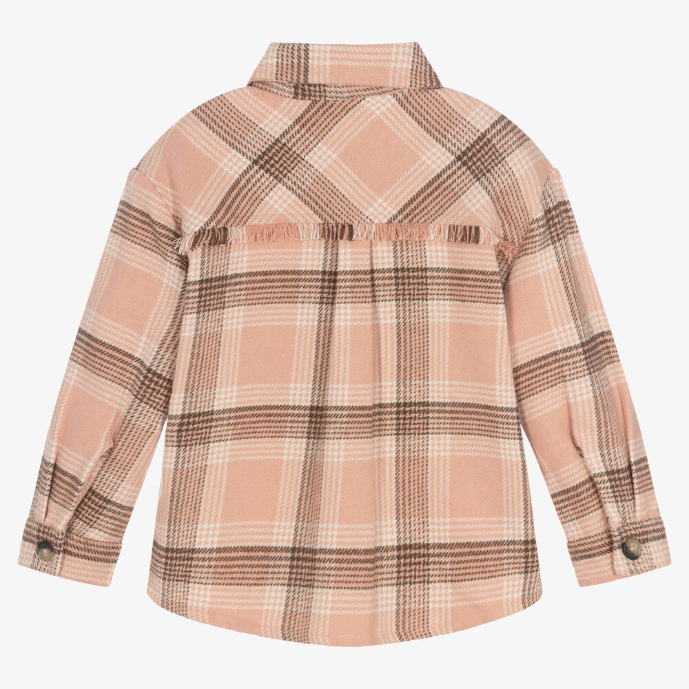 Mayoral-Розовая фланелевая куртка-рубашка в клетку | Childrensalon Outlet