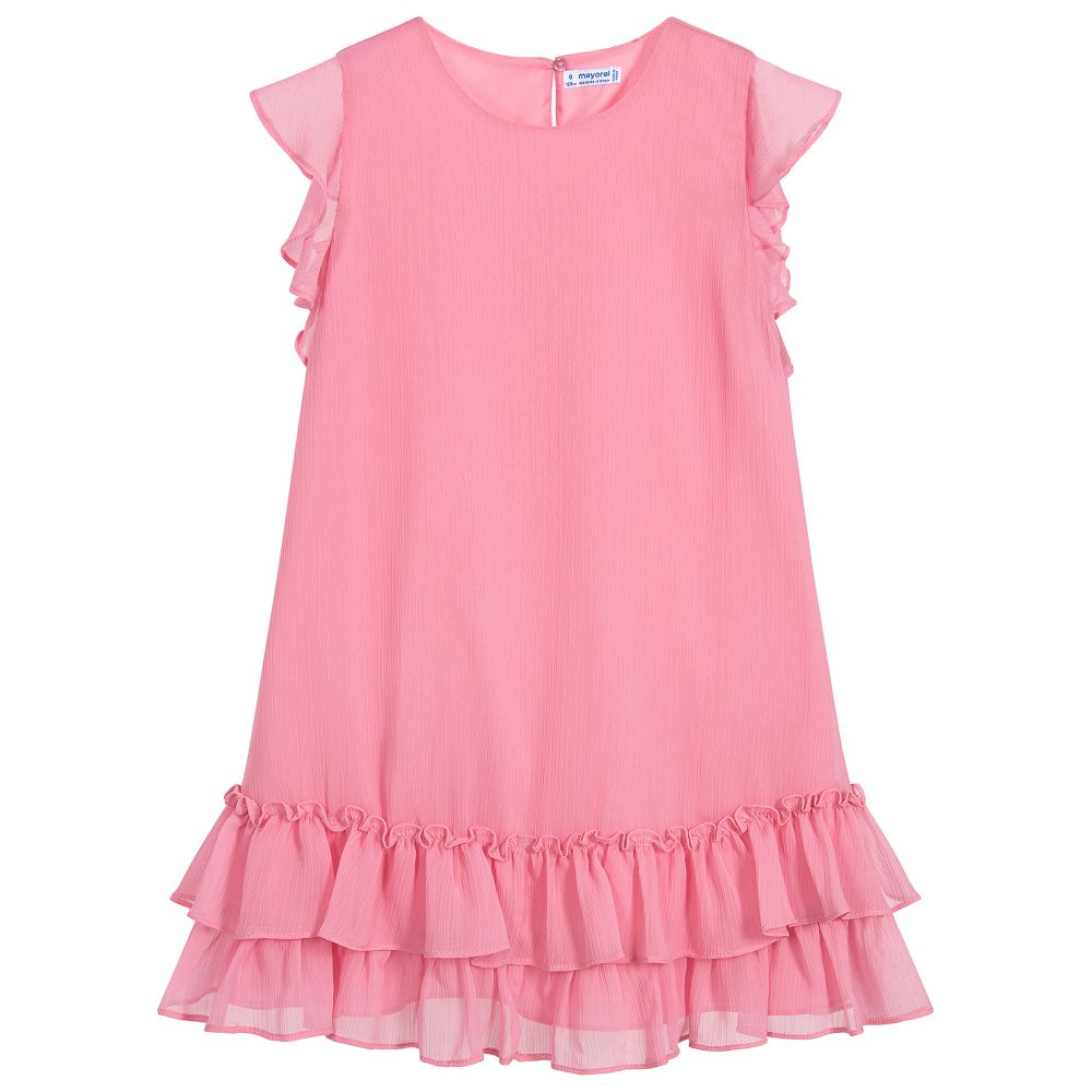 Mayoral - Girls Pink Chiffon Dress | Childrensalon