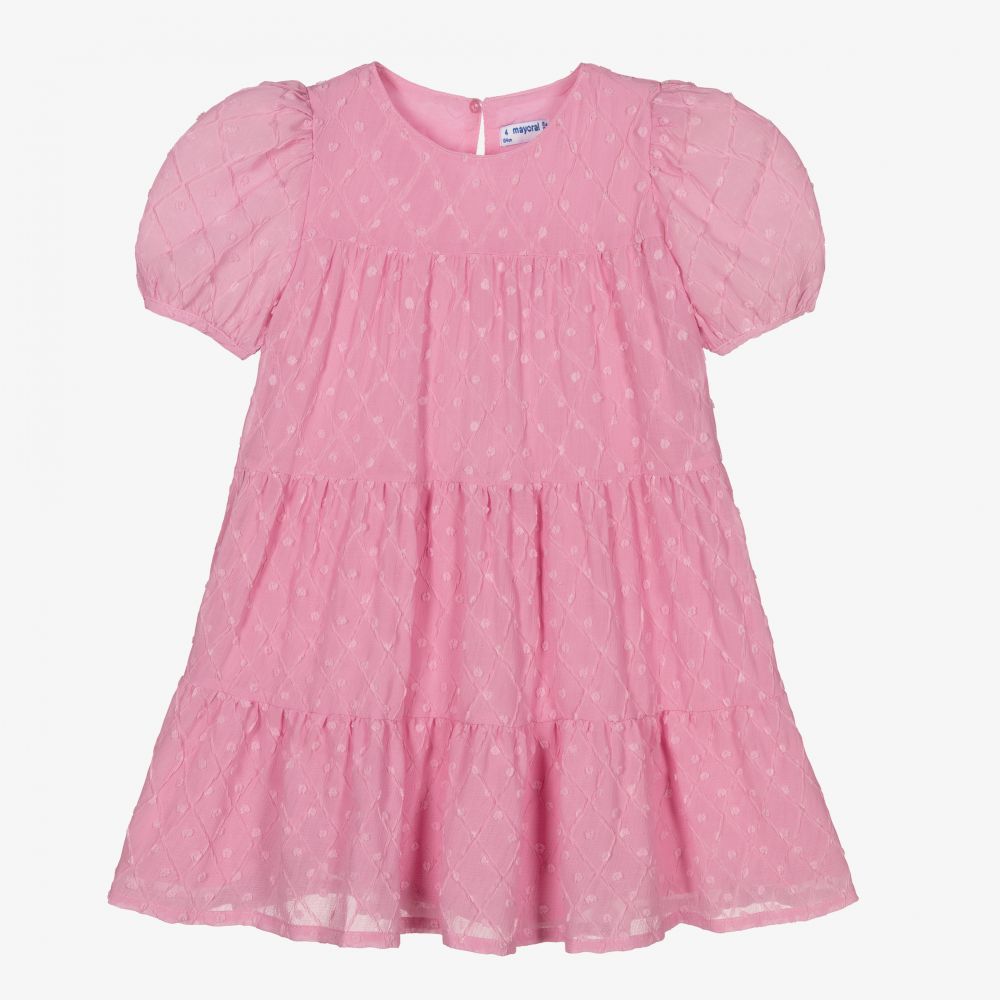 Mayoral - Розовое шифоновое платье для девочек | Childrensalon