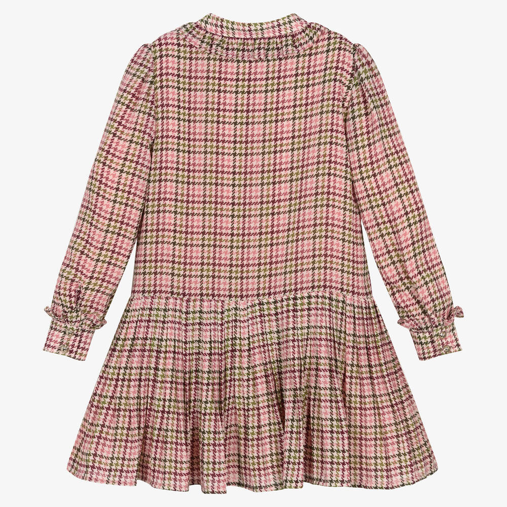 Mayoral-Girls Pink Chiffon Houndstooth Dress | Childrensalon Outlet