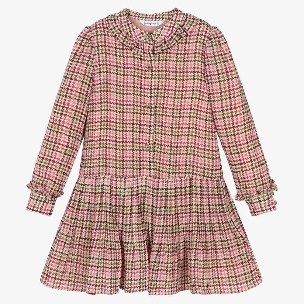 Mayoral - Robe pied-de-poule rose Fille | Childrensalon