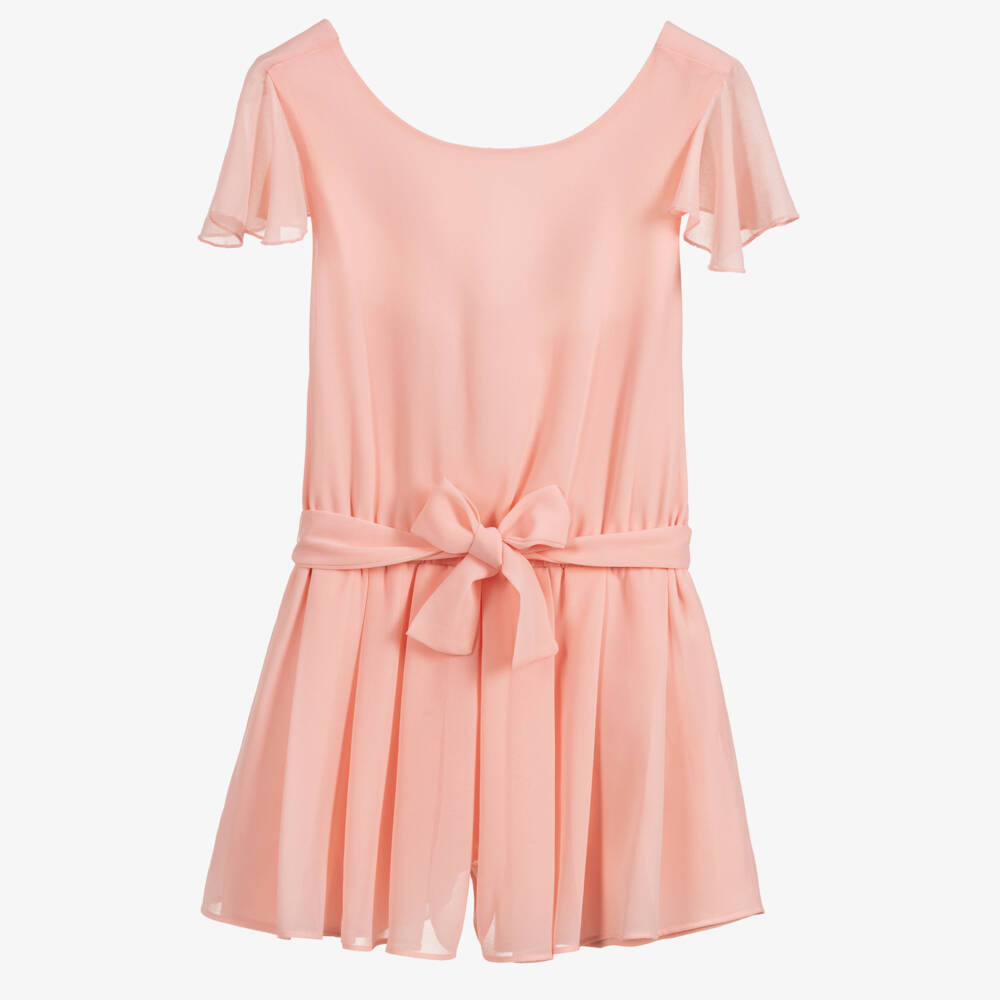 Mayoral-Girls Pink Chiffon Playsuit | Childrensalon Outlet