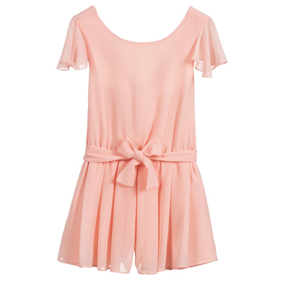 Mayoral - Girls Pink Chiffon Playsuit | Childrensalon