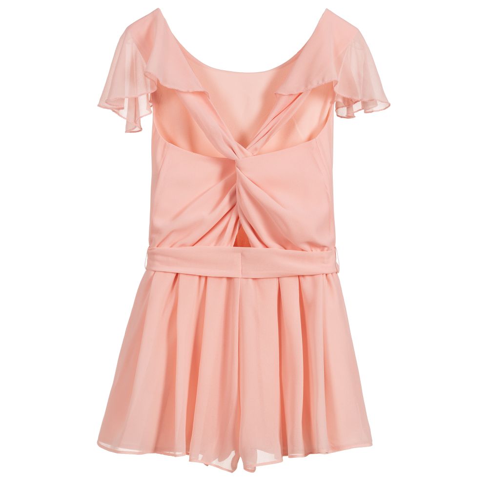 Mayoral-Girls Pink Chiffon Playsuit | Childrensalon Outlet
