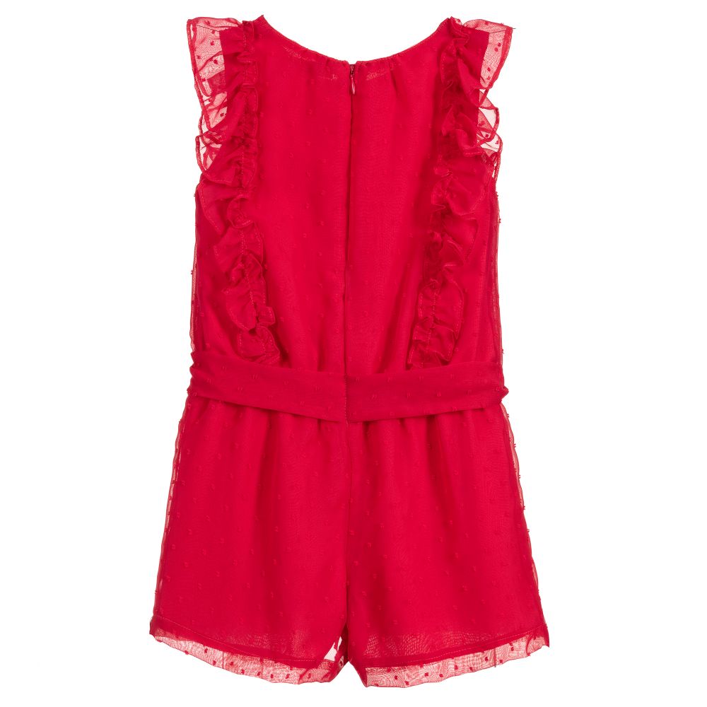 Mayoral-Girls Pink Chiffon Playsuit | Childrensalon Outlet