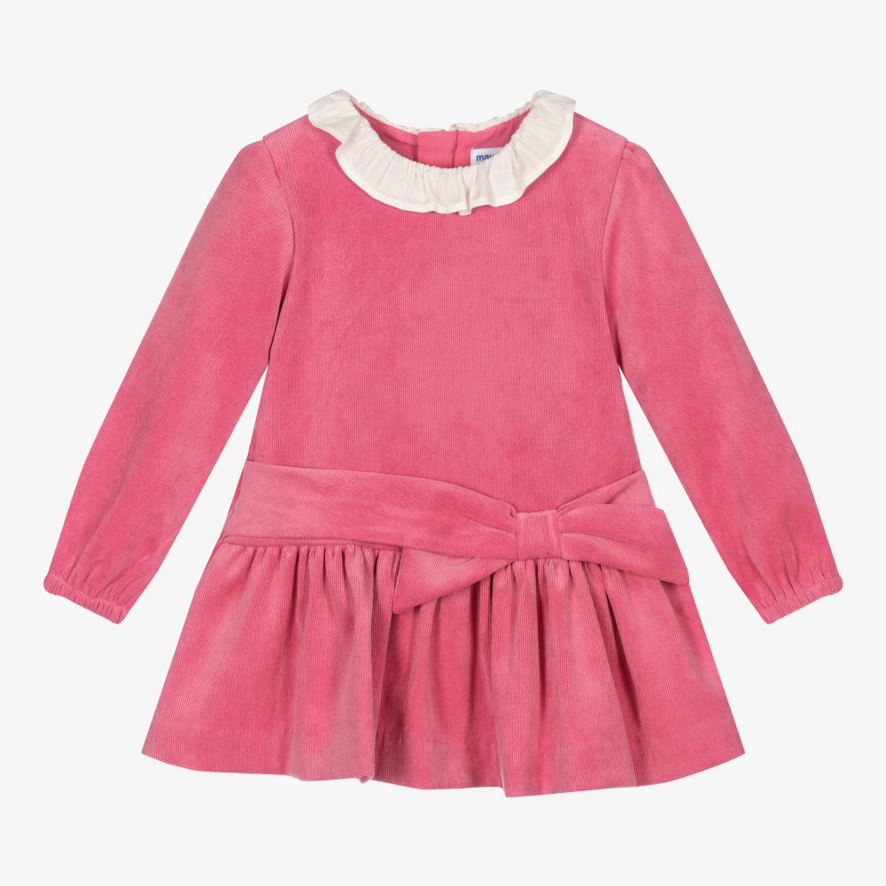 Mayoral - Розовое вельветовое платье для девочек | Childrensalon