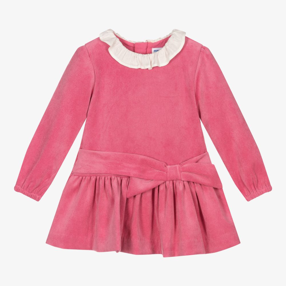 Mayoral - Robe rose velours côtelé Fille | Childrensalon