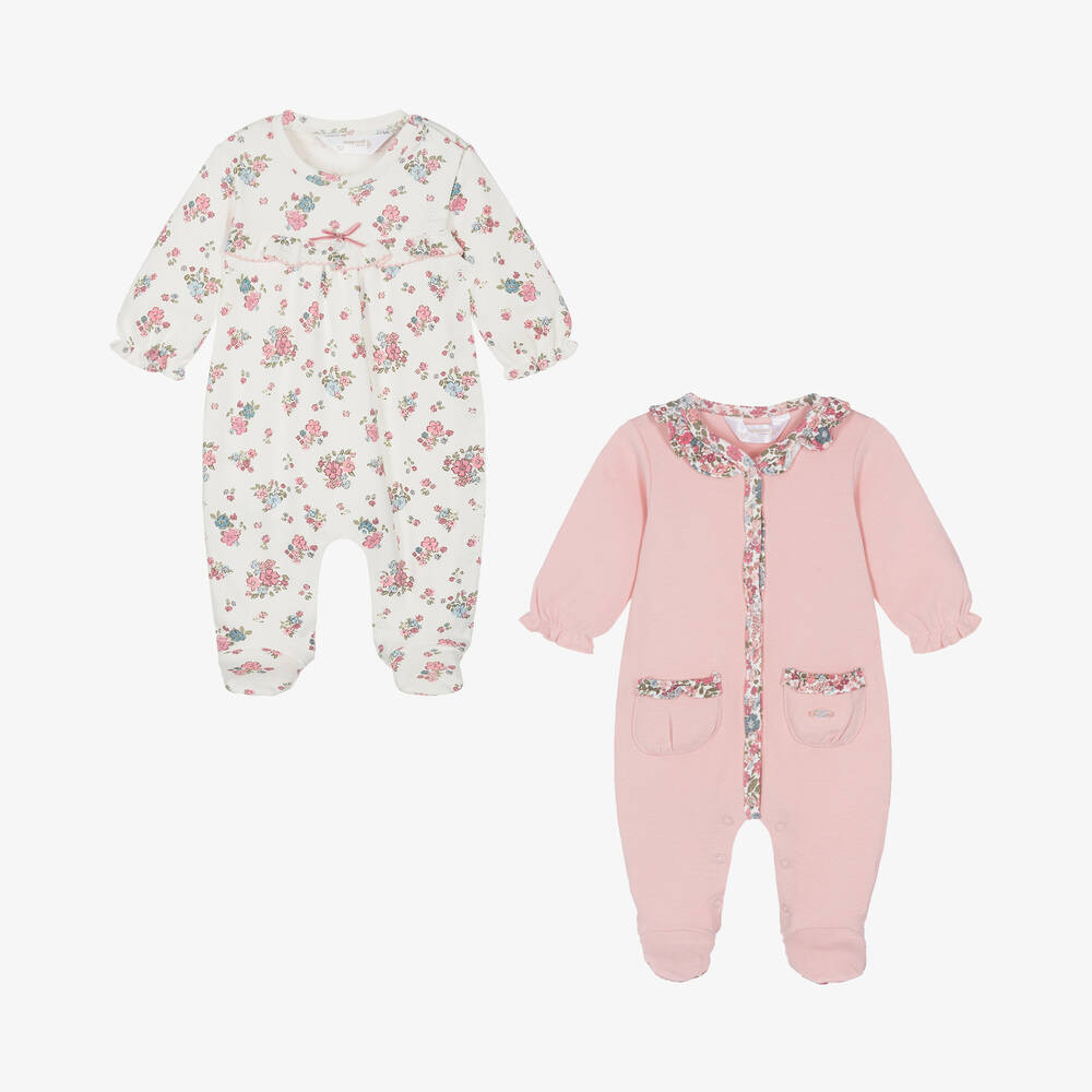 Mayoral Newborn-Girls Pink Cotton Babygrows (2 Pack) | Childrensalon Outlet