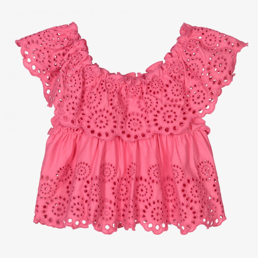 Mayoral - Girls Pink Cotton Blouse | Childrensalon