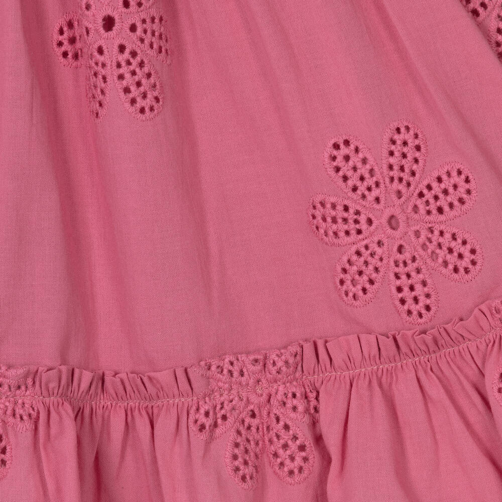 Mayoral-Girls Pink Cotton Broderie Anglaise Dress | Childrensalon Outlet