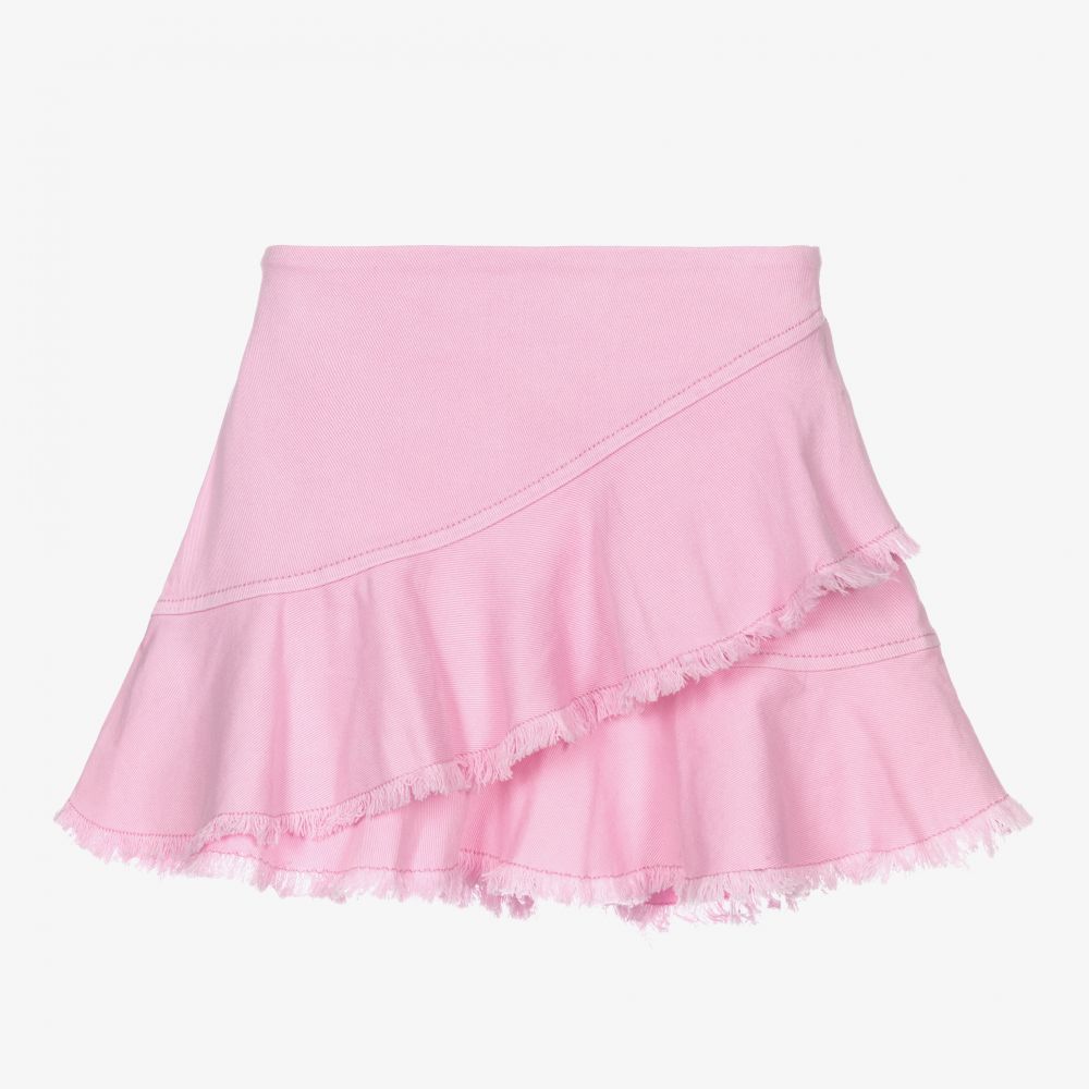 Mayoral - Girls Pink Cotton Denim Skirt | Childrensalon