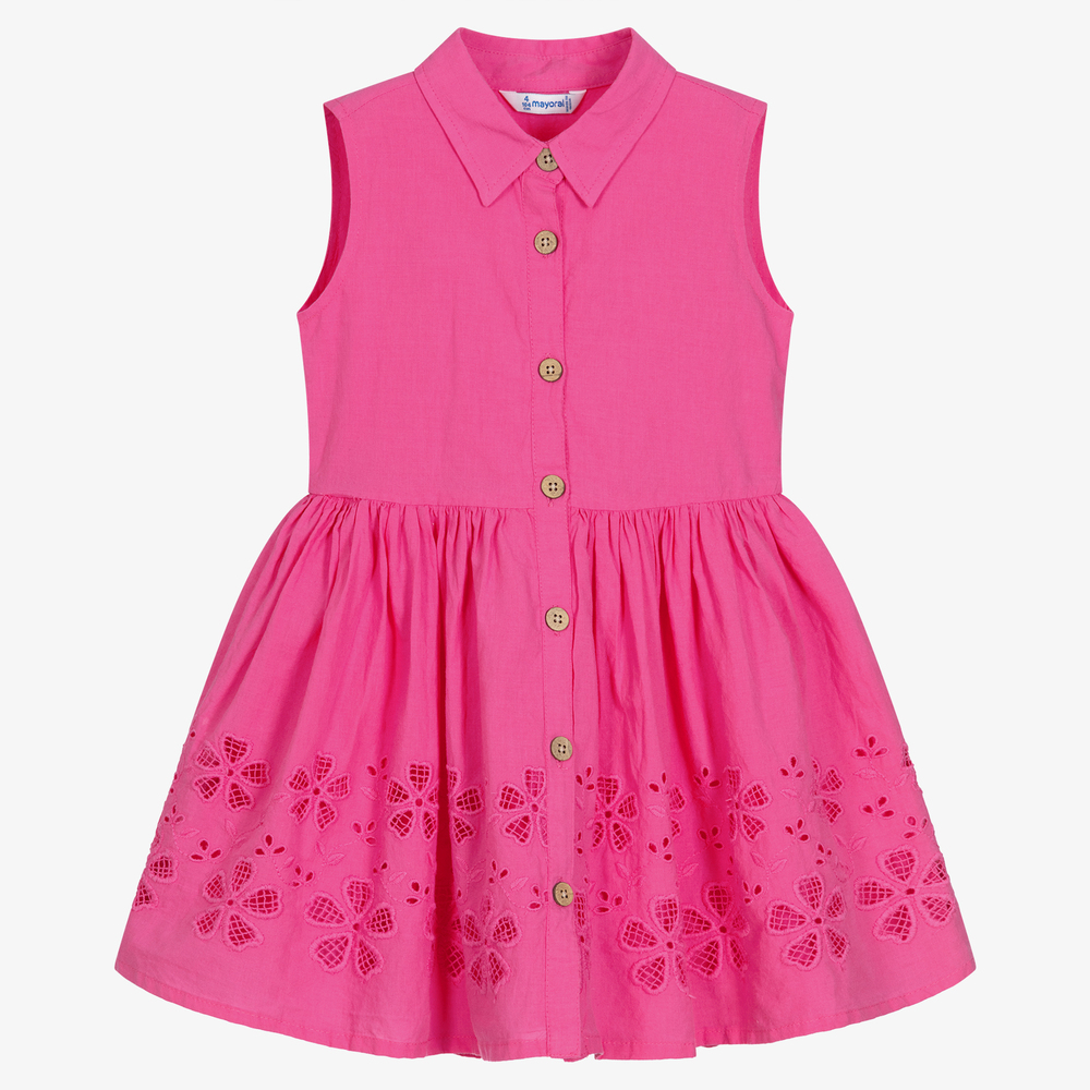 Mayoral - Girls Pink Cotton Dress | Childrensalon
