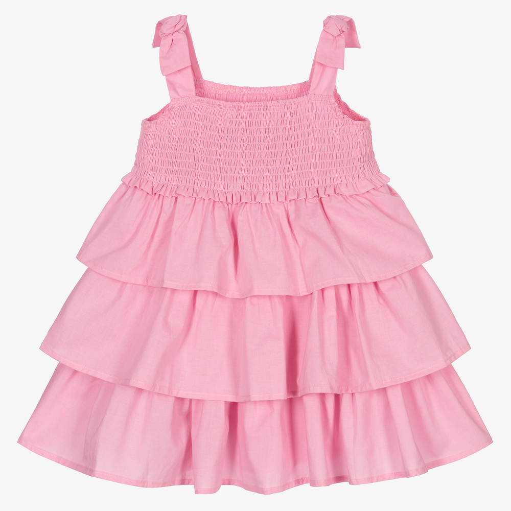 Mayoral - Розовое хлопковое платье для девочек | Childrensalon