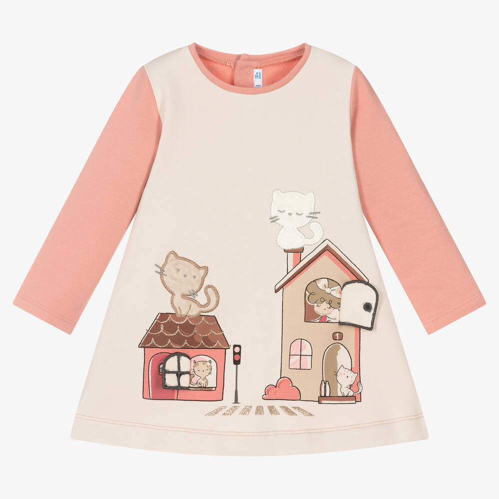 Mayoral-Girls Pink Cotton Dress  | Childrensalon Outlet