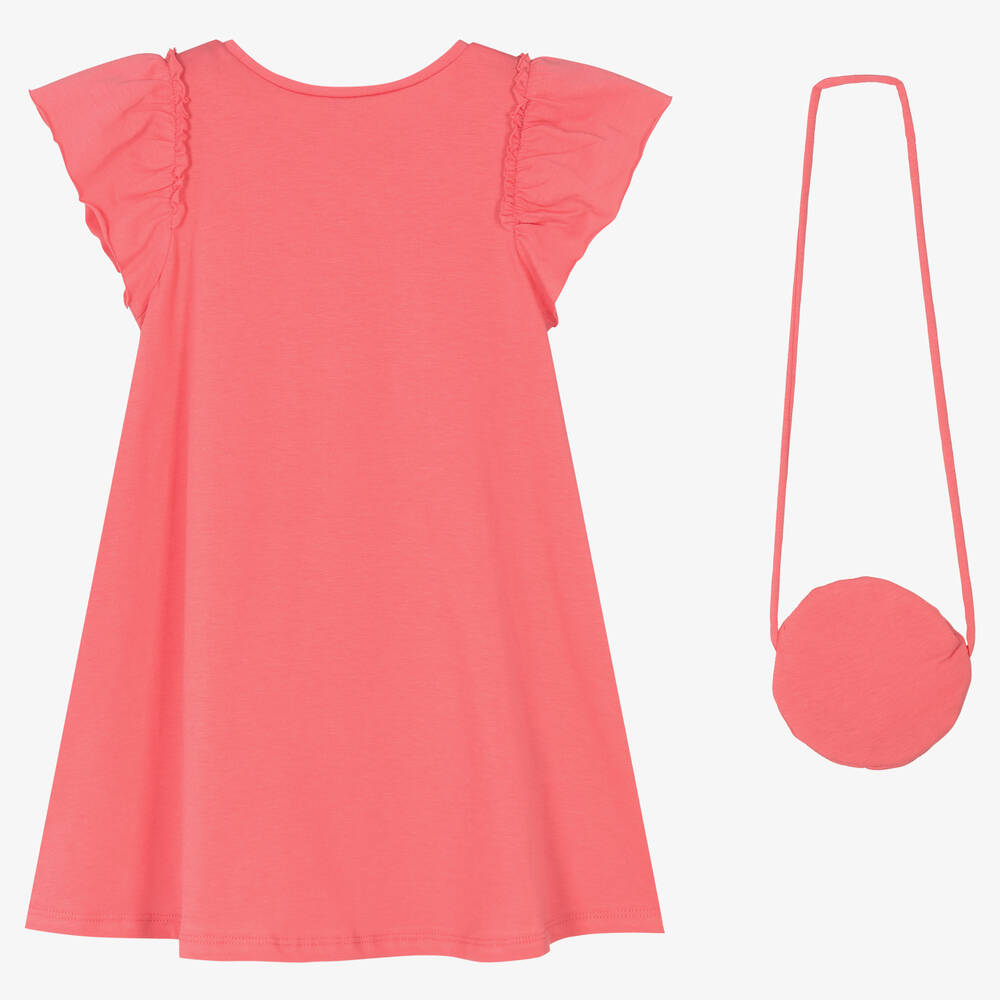 Mayoral-Розовое хлопковое платье и сумочка | Childrensalon Outlet