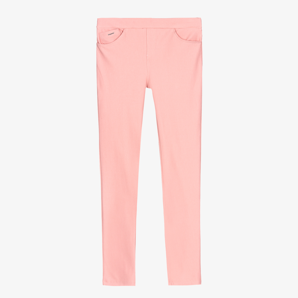 Girls Pink Cotton Jeggings