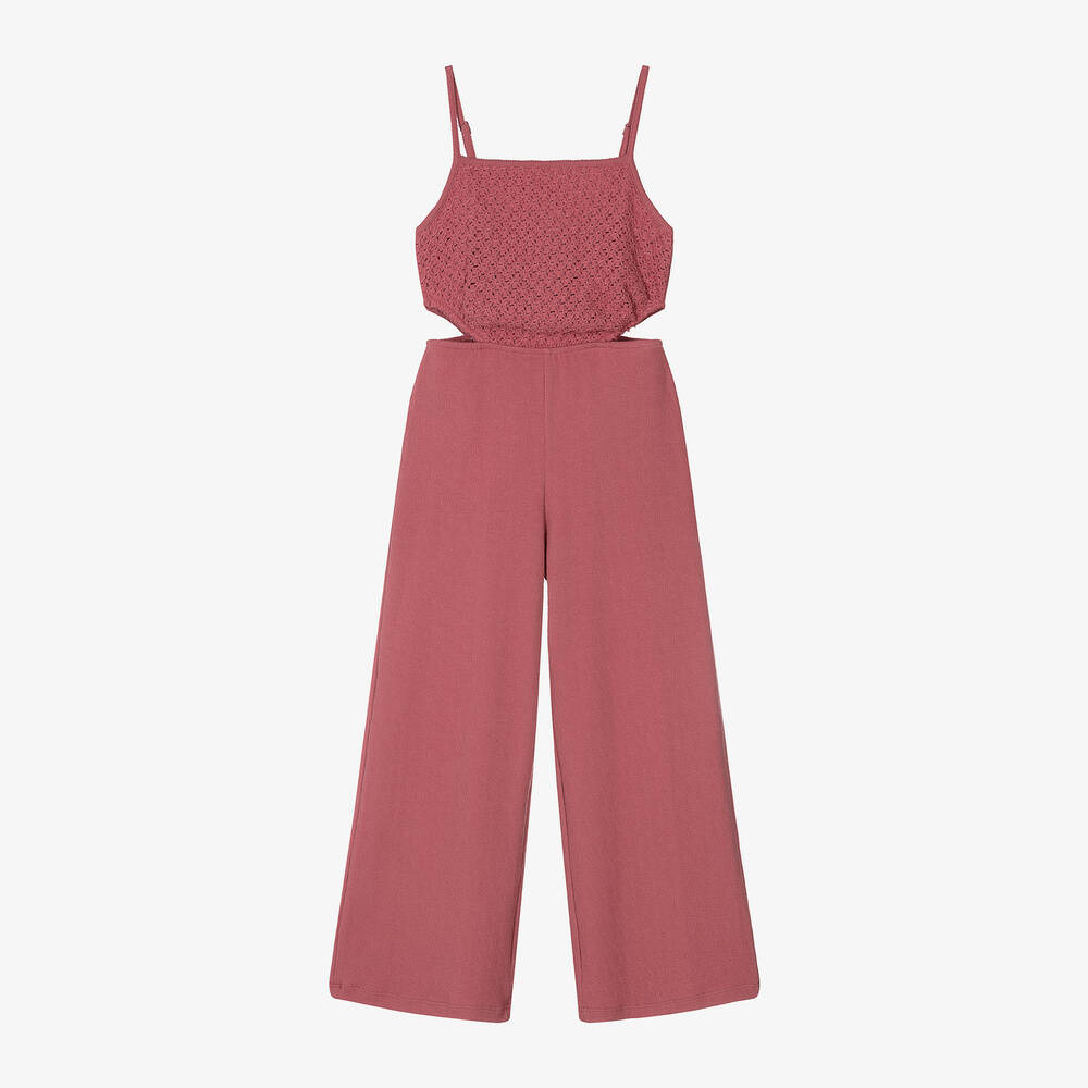 Mayoral-Girls Pink Cotton Jersey Jumpsuit | Childrensalon Outlet