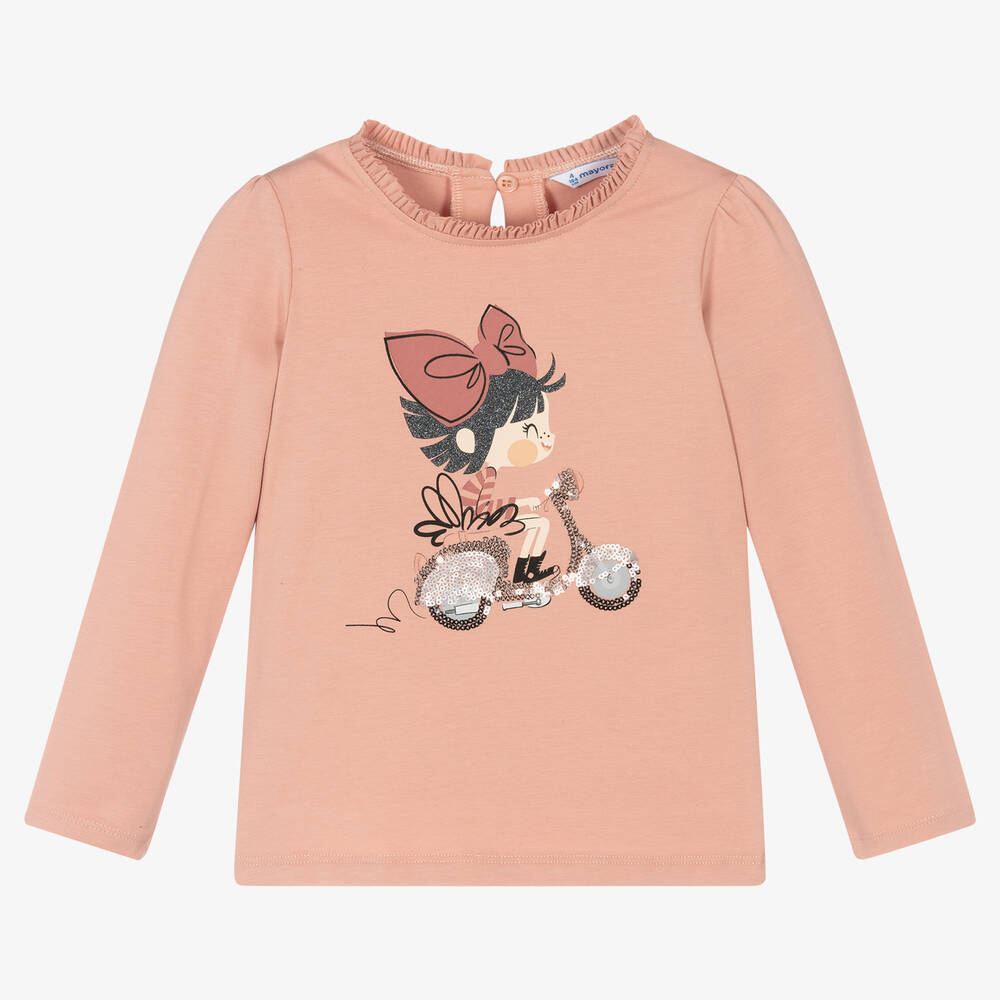 Mayoral-Girls Pink Cotton Jersey Top | Childrensalon Outlet