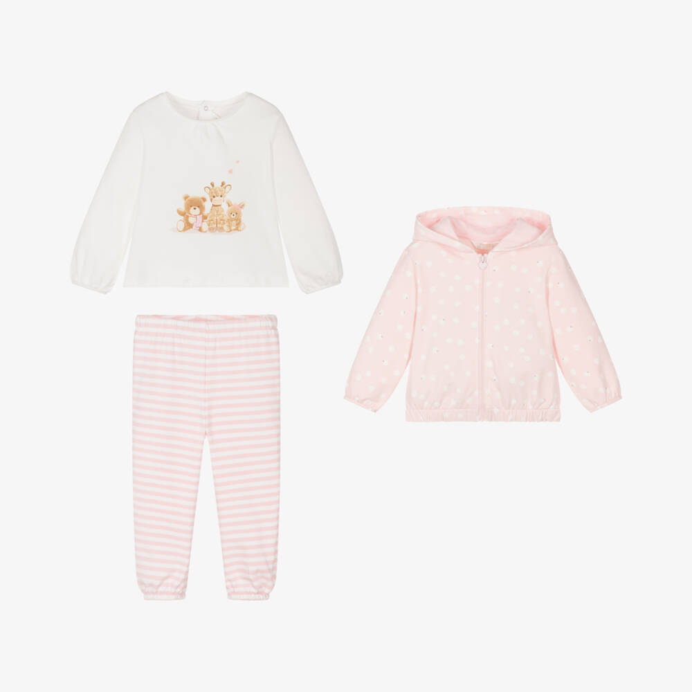 Mayoral Newborn-Girls Pink Cotton Jogger Set | Childrensalon Outlet