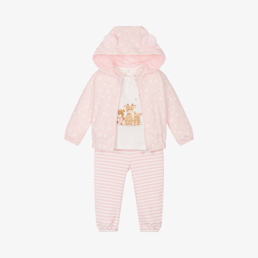 Mayoral Newborn-Girls Pink Cotton Jogger Set | Childrensalon Outlet