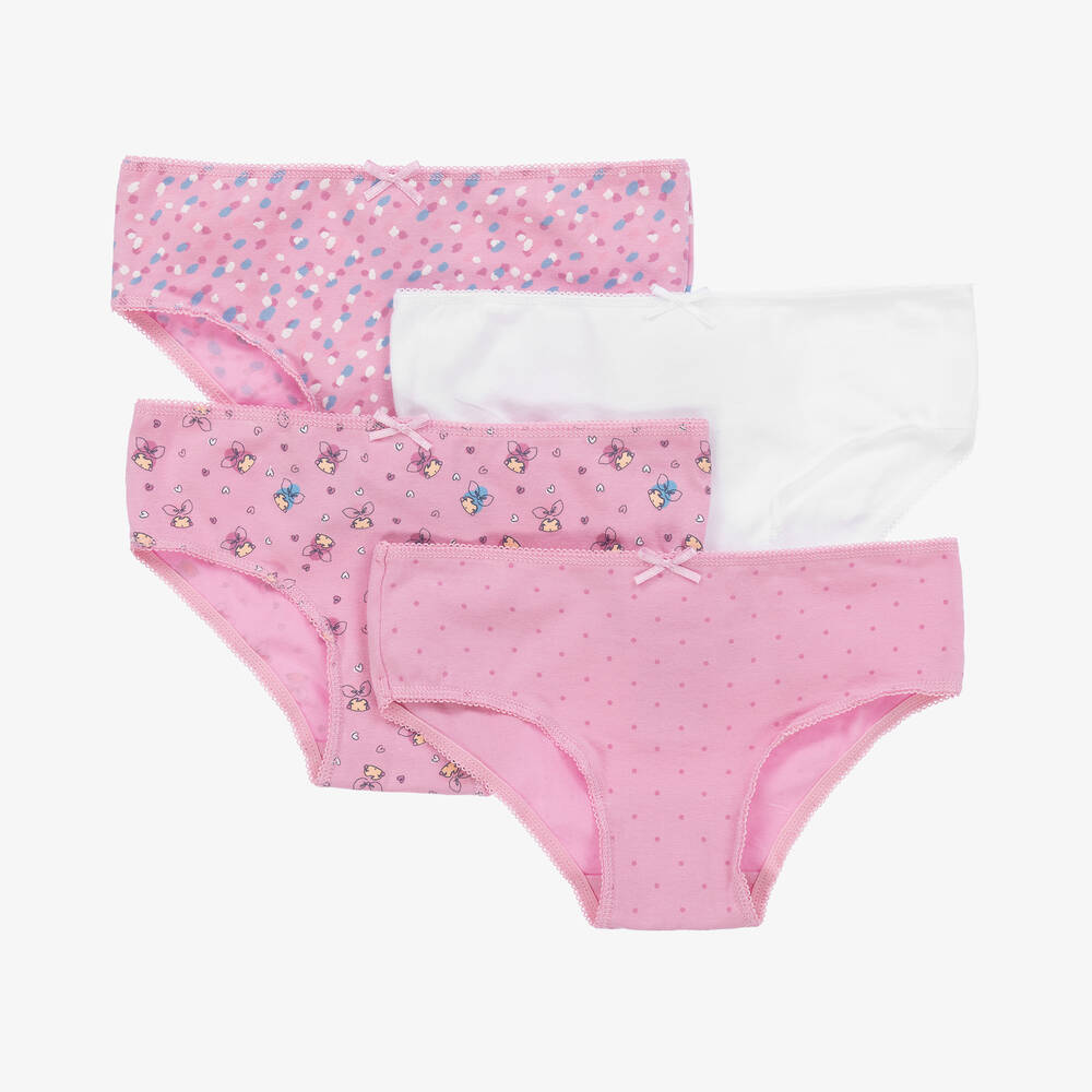 Mayoral-Girls Pink Cotton Knickers (4 Pack) | Childrensalon Outlet