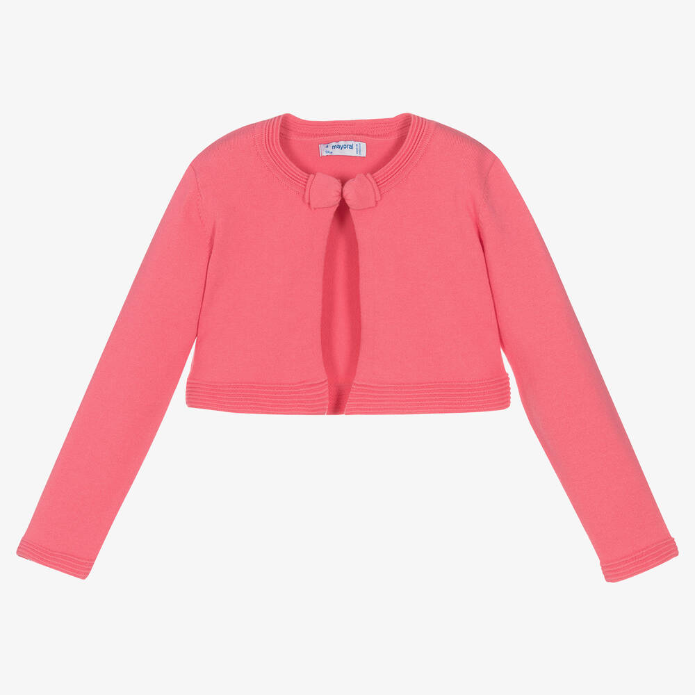 Mayoral - Girls Pink Cotton Knit Cardigan | Childrensalon