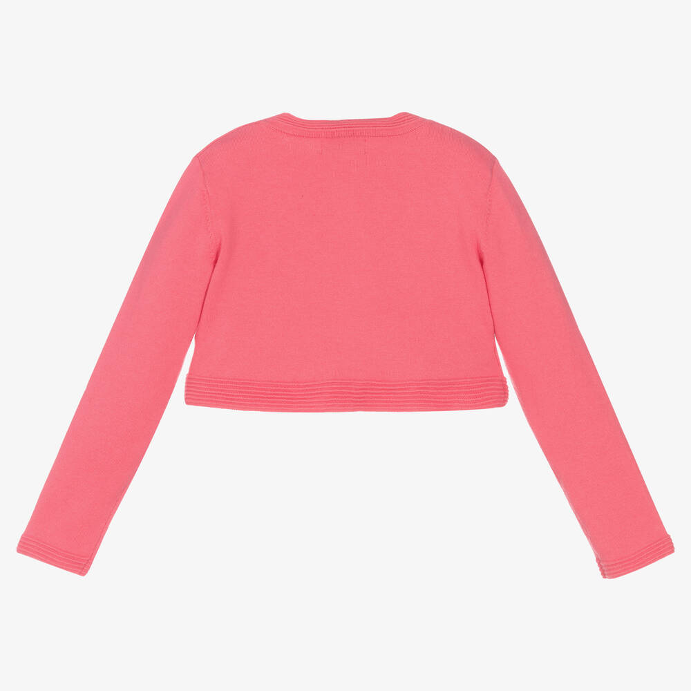 Mayoral-Girls Pink Cotton Knit Cardigan | Childrensalon Outlet